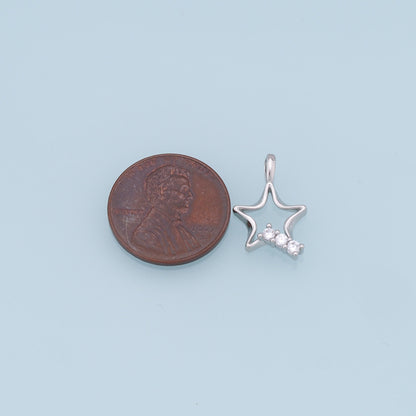 18K Gold Filled Star Pendant,CZ Micro Pave Star Charm Bracelet Necklace for DIY Jewelry Making Supply