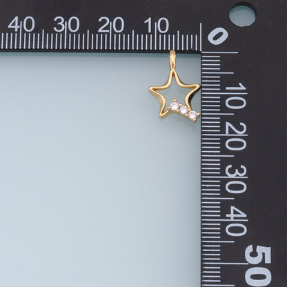 18K Gold Filled Star Pendant,CZ Micro Pave Star Charm Bracelet Necklace for DIY Jewelry Making Supply