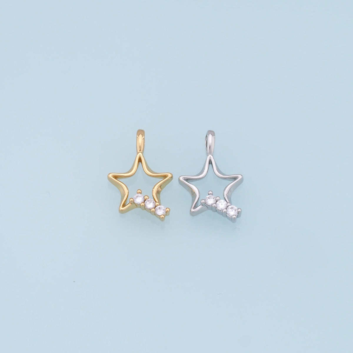 18K Gold Filled Star Pendant,CZ Micro Pave Star Charm Bracelet Necklace for DIY Jewelry Making Supply