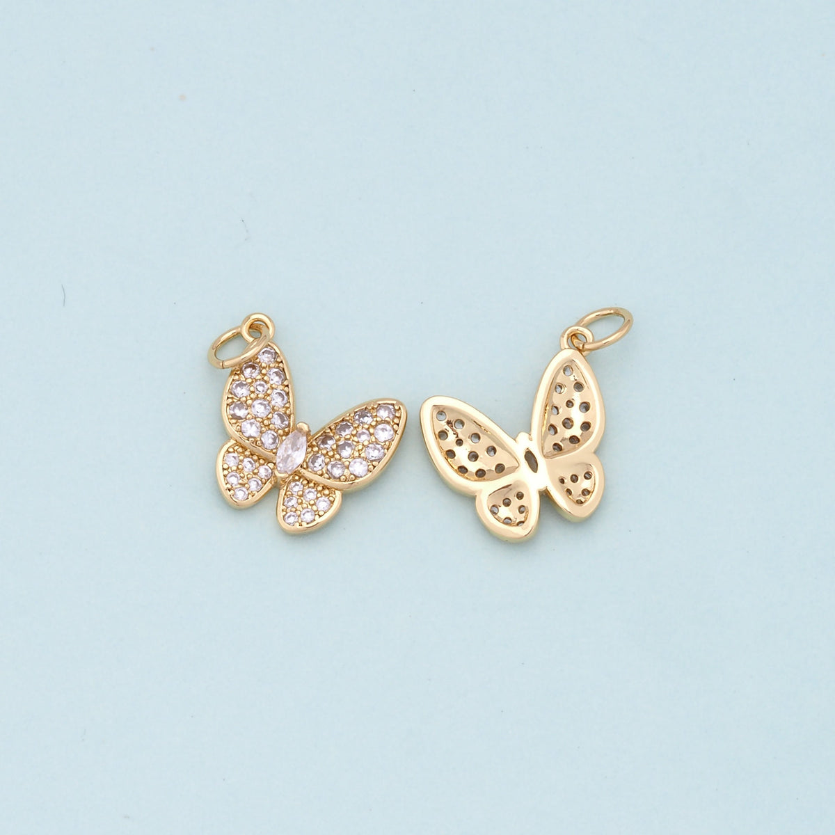 Gold Butterfly Charms,18K Gold Filled Butterfly Pendant,Butterfly Charm Bracelet Necklace for DIY Jewelry Making Supply
