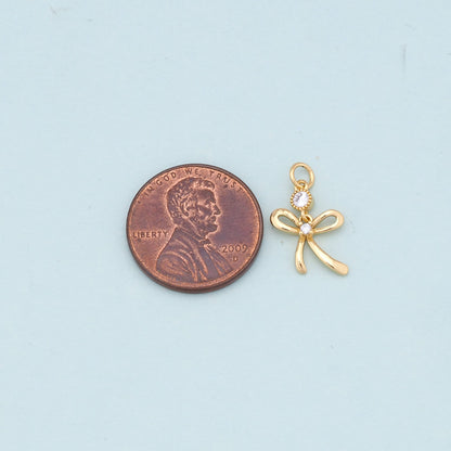 Gold Tiny Bow Charms,18K Gold Filled Bow Pendant,Bow Charm Bracelet Necklace for DIY Jewelry Making Supply