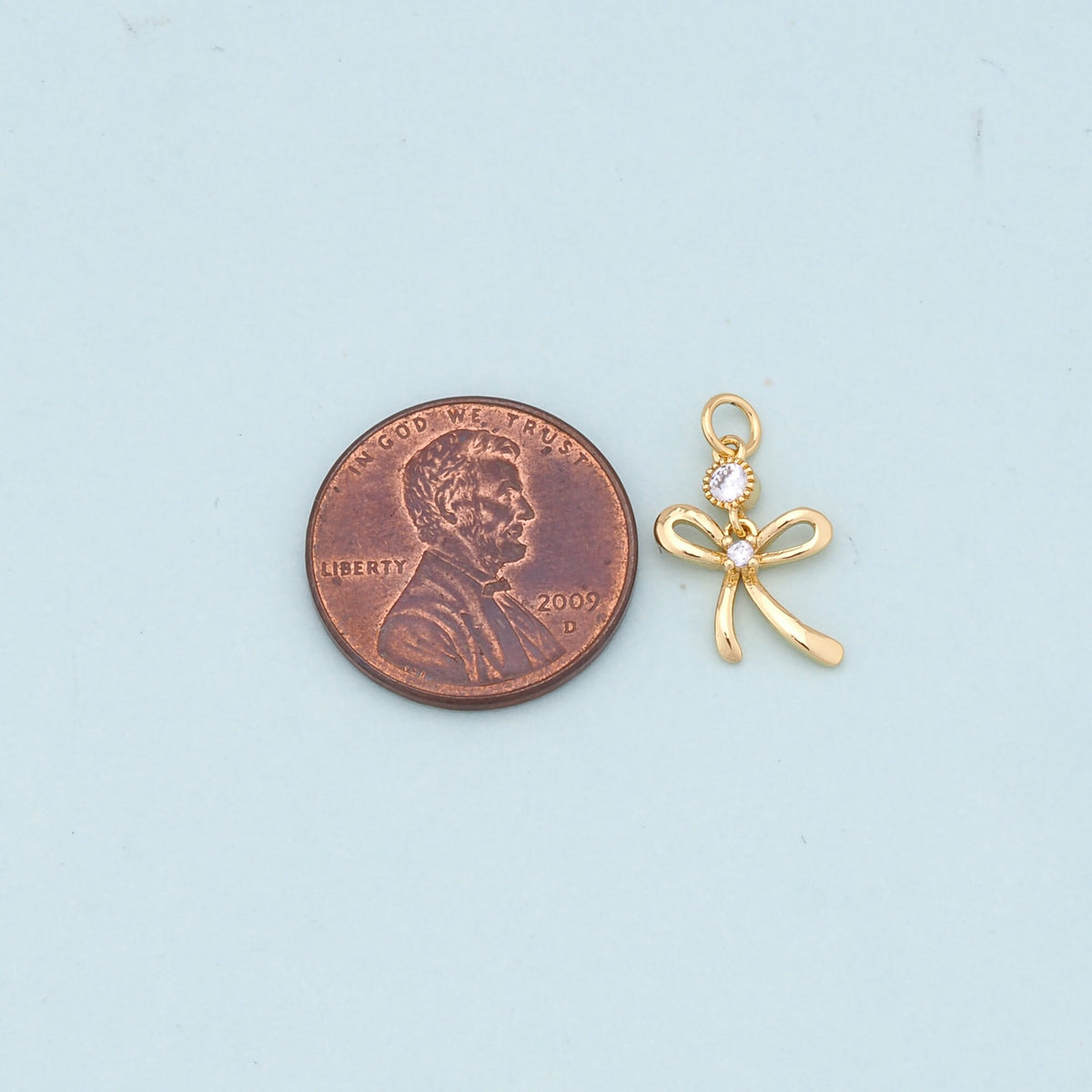 18K Gold Filled Bow Charm Pendant for Jewelry Making
