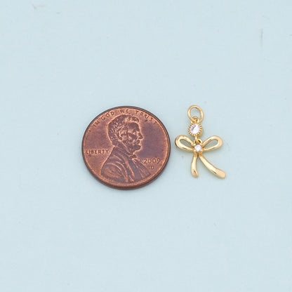 18K Gold Filled Bow Charm Pendant for Jewelry Making