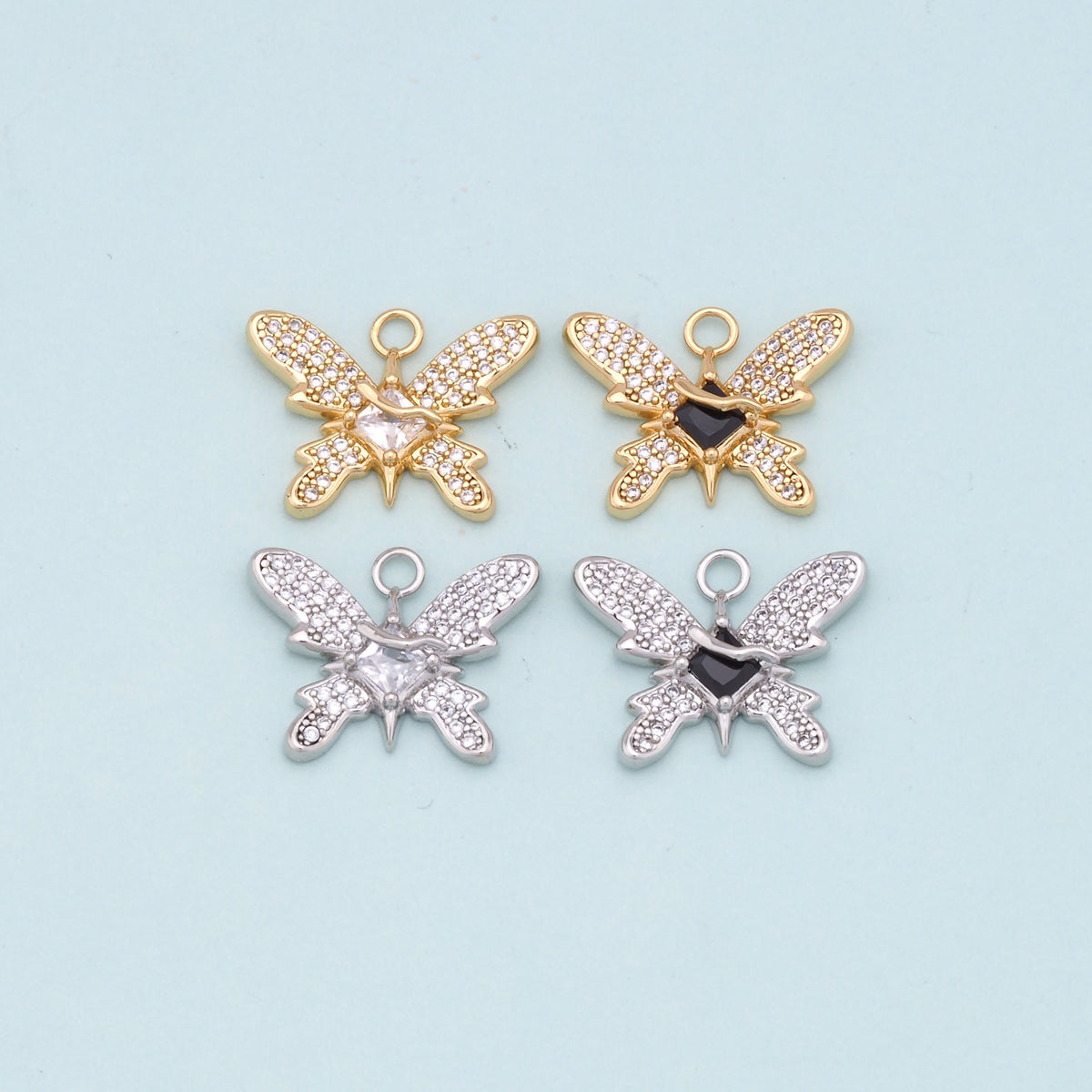 18K Gold Filled Butterfly Enamel Charm Pendant for Jewelry Making