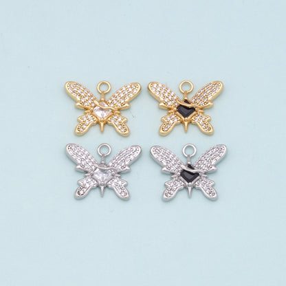18K Gold Filled Butterfly Enamel Charm Pendant for Jewelry Making