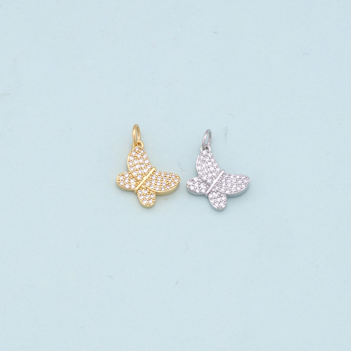 Gold Butterfly Charms,18K Gold Filled Butterfly Pendant,CZ Butterfly Charm Bracelet Necklace for DIY Jewelry Making Supply