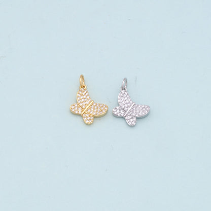 Gold Butterfly Charms,18K Gold Filled Butterfly Pendant,CZ Butterfly Charm Bracelet Necklace for DIY Jewelry Making Supply
