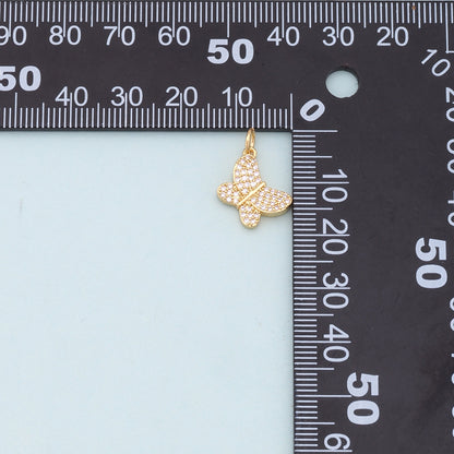 Gold Butterfly Charms,18K Gold Filled Butterfly Pendant,CZ Butterfly Charm Bracelet Necklace for DIY Jewelry Making Supply