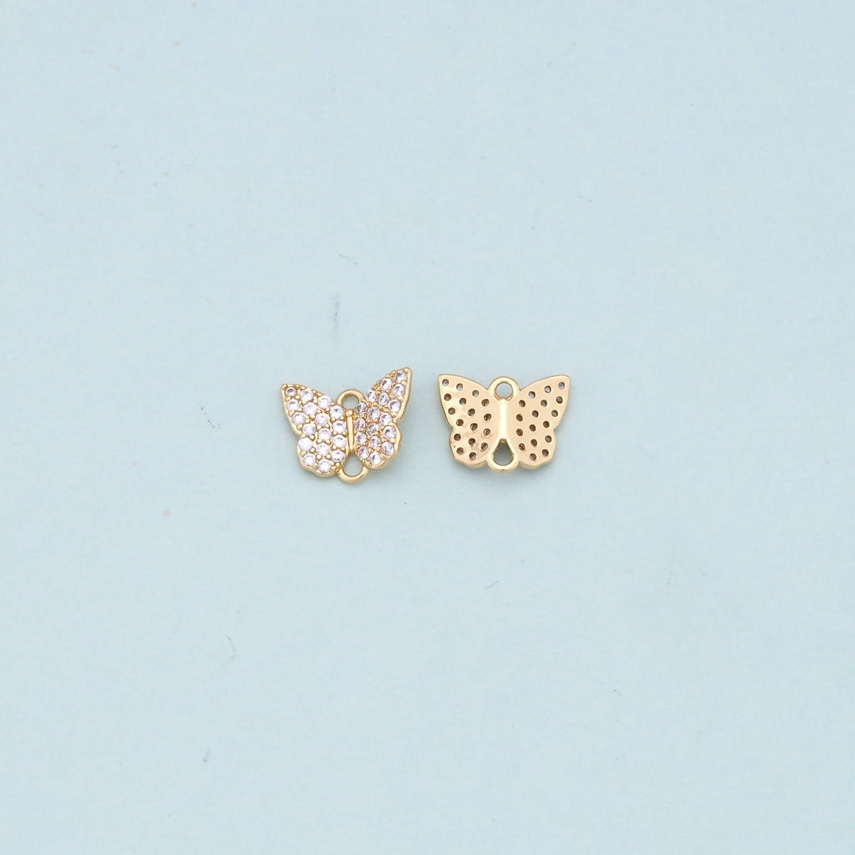 Gold Butterfly Charms,18K Gold Filled Butterfly Pendant,CZ Butterfly Charm Bracelet Necklace for DIY Jewelry Making Supply