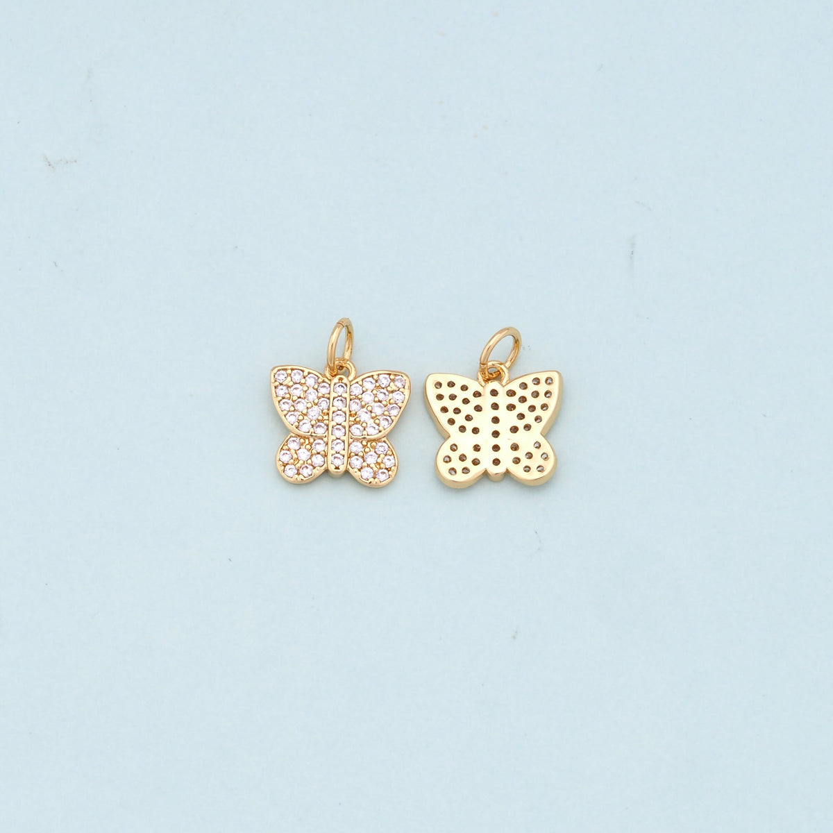 Gold Butterfly Charms,18K Gold Filled Butterfly Pendant,CZ Butterfly Charm Bracelet Necklace for DIY Jewelry Making Supply