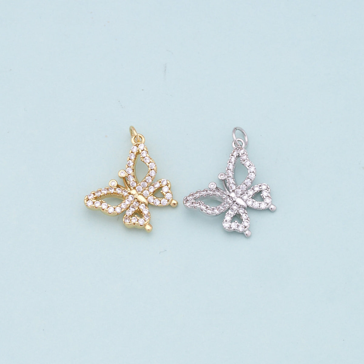 Gold Butterfly Charms,18K Gold Filled Butterfly Pendant,CZ Butterfly Charm Bracelet Necklace for DIY Jewelry Making Supply