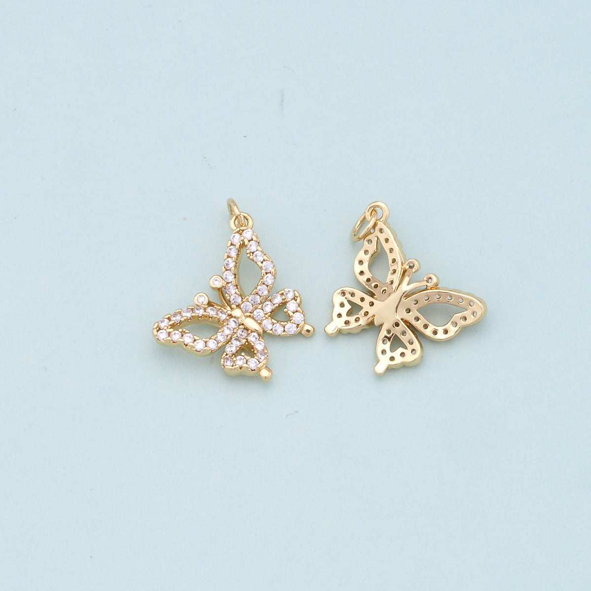 Gold Butterfly Charms,18K Gold Filled Butterfly Pendant,CZ Butterfly Charm Bracelet Necklace for DIY Jewelry Making Supply