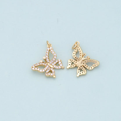 Gold Butterfly Charms,18K Gold Filled Butterfly Pendant,CZ Butterfly Charm Bracelet Necklace for DIY Jewelry Making Supply