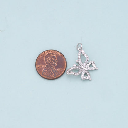 Gold Butterfly Charms,18K Gold Filled Butterfly Pendant,CZ Butterfly Charm Bracelet Necklace for DIY Jewelry Making Supply