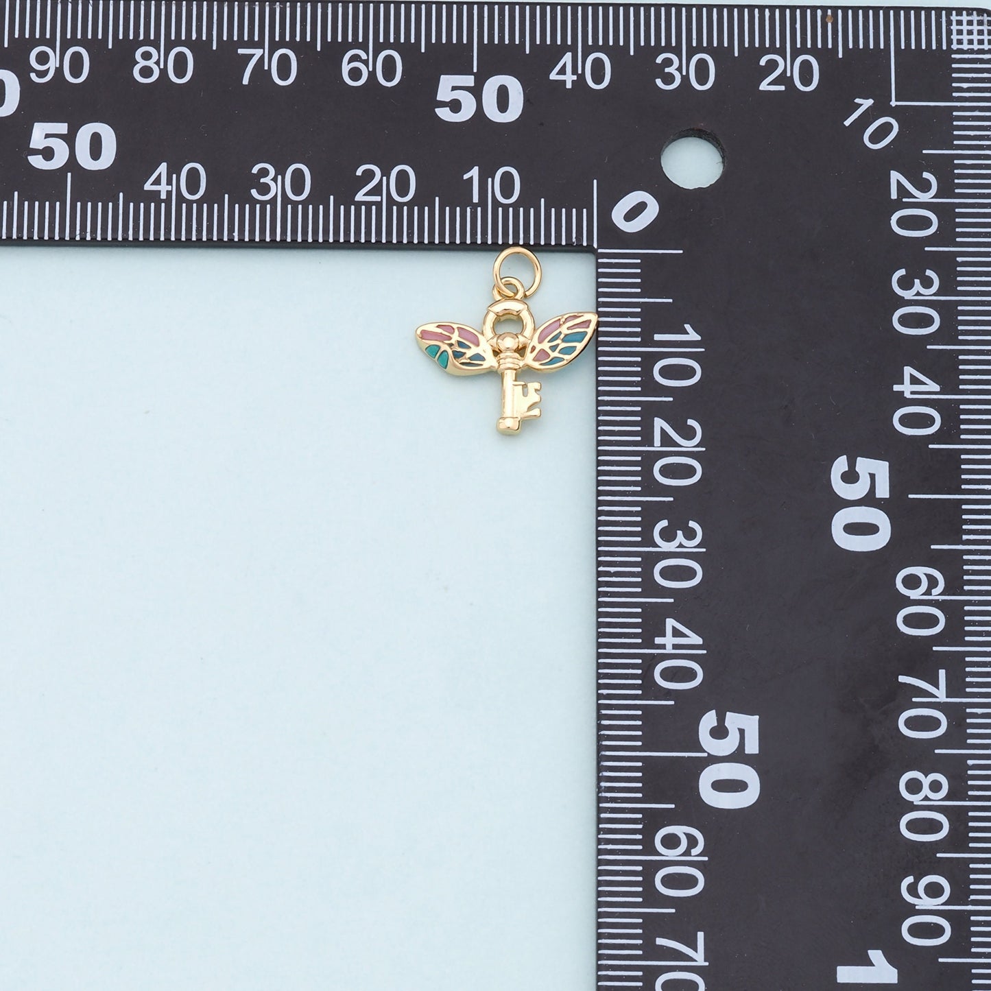 Gold Wings Key Charms,18K Gold Filled Wings Pendant Charm Bracelet Necklace for DIY Jewelry Making Supply