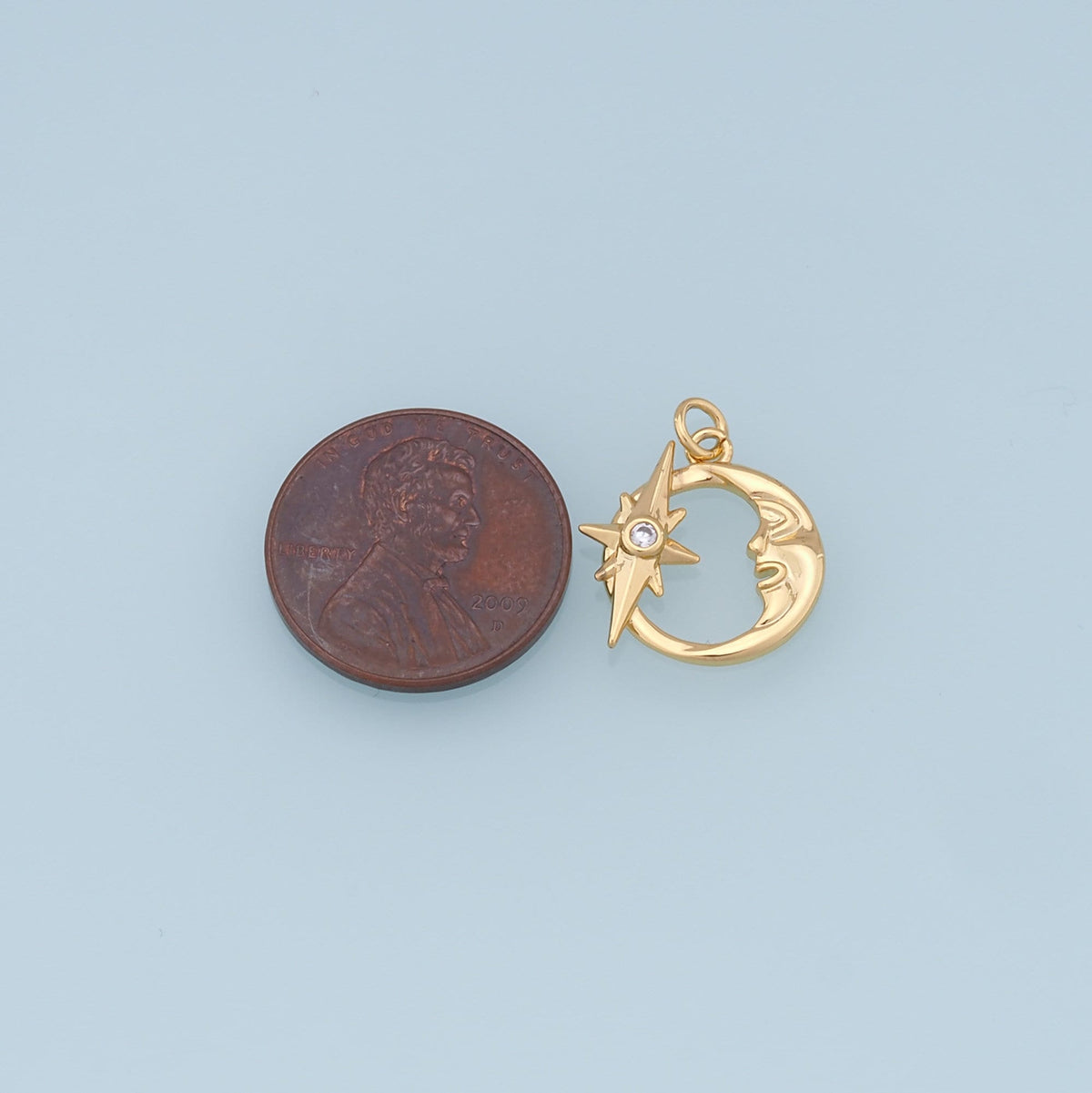 18K Gold Filled Moon CZ Charm Pendant for Jewelry Making