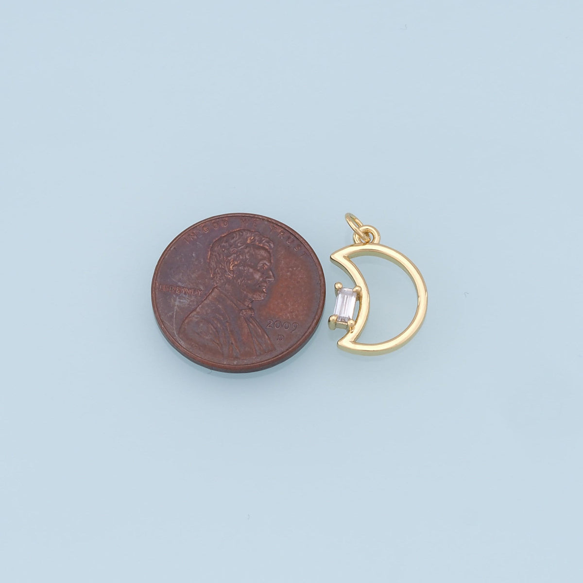 Gold Moon Charms,18K Gold Filled Moon Pendant,CZ Micro Pave Celestial Charm Bracelet Necklace for DIY Jewelry Making Supply