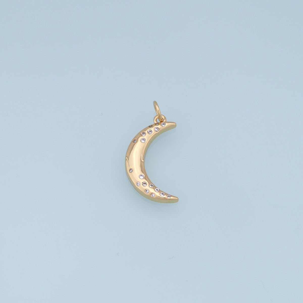 Gold Moon Charms,18K Gold Filled Moon Pendant,CZ Micro Pave Celestial Charm Bracelet Necklace for DIY Jewelry Making Supply