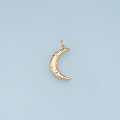 Gold Moon Charms,18K Gold Filled Moon Pendant,CZ Micro Pave Celestial Charm Bracelet Necklace for DIY Jewelry Making Supply