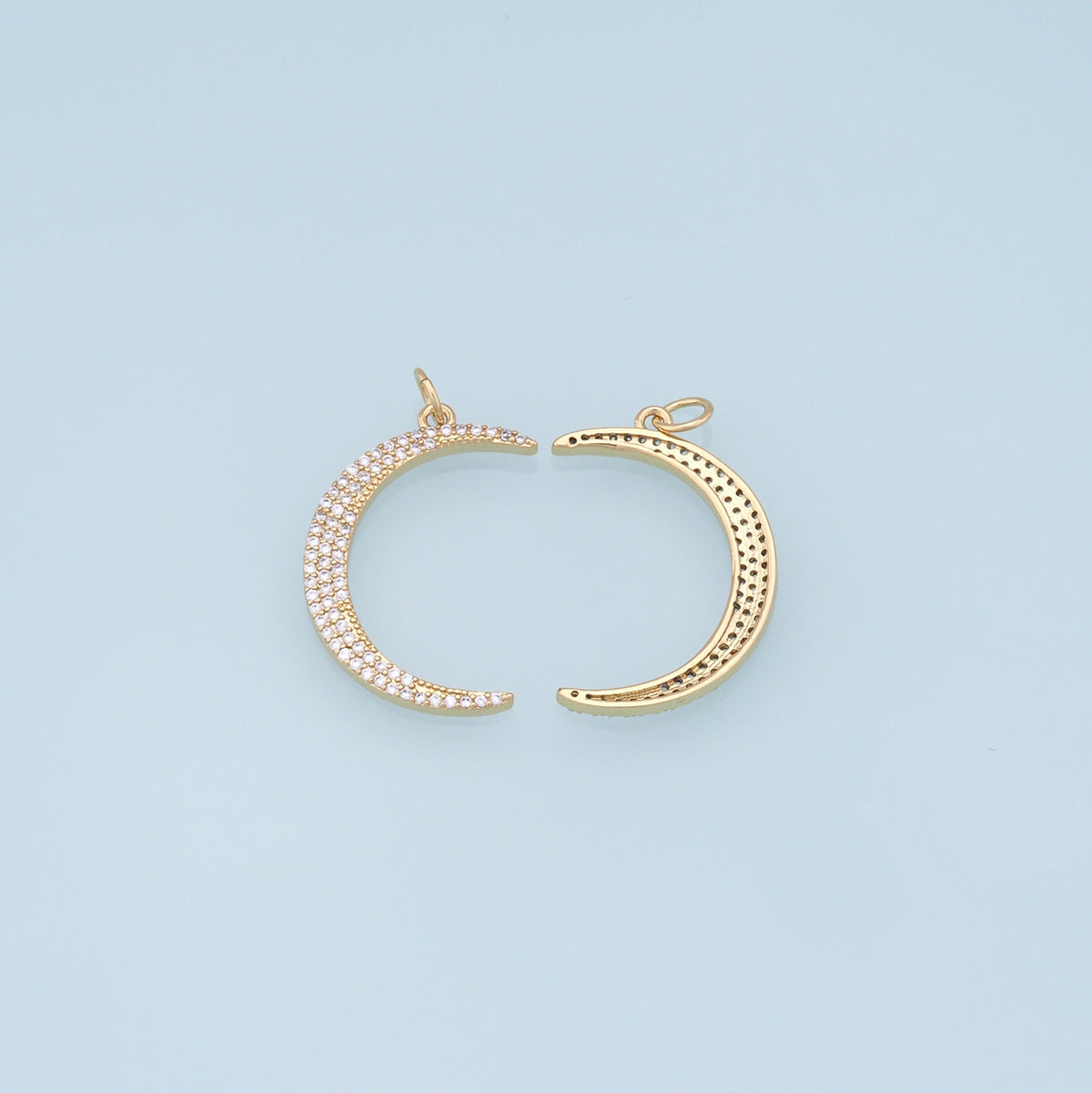 Gold Moon Charms,18K Gold Filled Moon Pendant,CZ Micro Pave Celestial Charm Bracelet Necklace for DIY Jewelry Making Supply