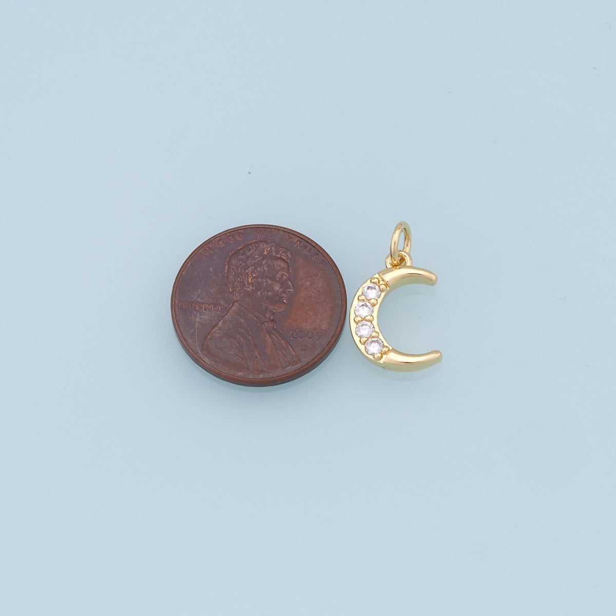 Gold Moon Charms,18K Gold Filled Moon Pendant,CZ Micro Pave Celestial Charm Bracelet Necklace for DIY Jewelry Making Supply