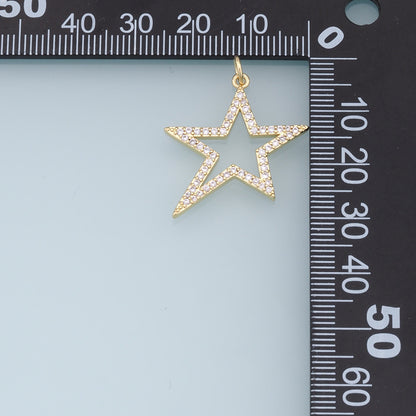 18K Gold Filled Star CZ Charm Pendant for Jewelry Making