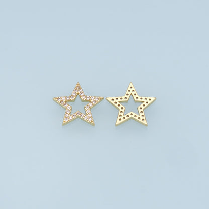 18K Gold Filled Star Pendant,CZ Micro Pave Star Charm Bracelet Necklace for DIY Jewelry Making Supply