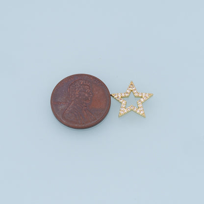 18K Gold Filled Star Pendant,CZ Micro Pave Star Charm Bracelet Necklace for DIY Jewelry Making Supply