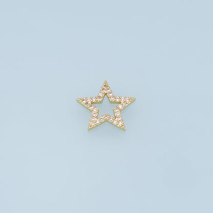 18K Gold Filled Star Pendant,CZ Micro Pave Star Charm Bracelet Necklace for DIY Jewelry Making Supply
