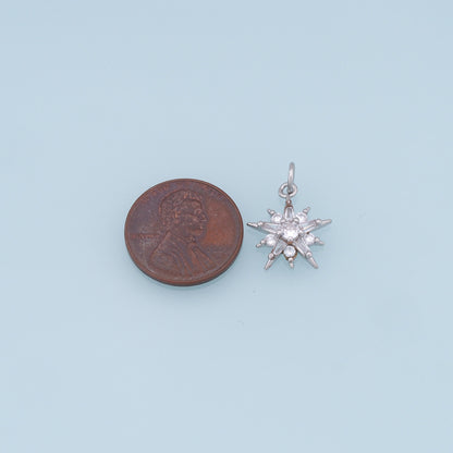 Gold Star Charms,18K Gold Filled Starburst Pendant,CZ North Star Charm Bracelet Necklace for DIY Jewelry Making Supply