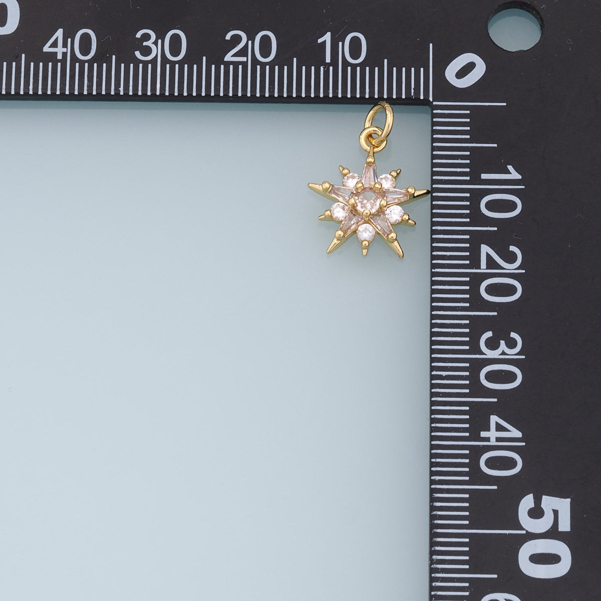 Gold Star Charms,18K Gold Filled Starburst Pendant,CZ North Star Charm Bracelet Necklace for DIY Jewelry Making Supply