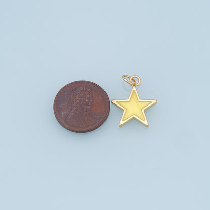 Gold Star Charms,18K Gold Filled Star Pendant,Shell North Star Charm Bracelet Necklace for DIY Jewelry Making Supply