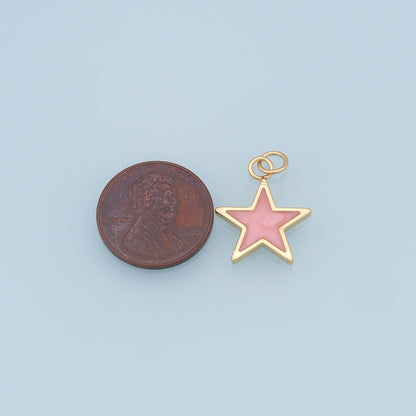 Gold Star Charms,18K Gold Filled Star Pendant,Shell North Star Charm Bracelet Necklace for DIY Jewelry Making Supply