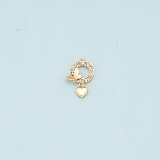 Gold Butterfly Charms,18K Gold Filled Butterfly Pendant,Butterfly Heart Charm Bracelet Necklace for DIY Jewelry Making Supply