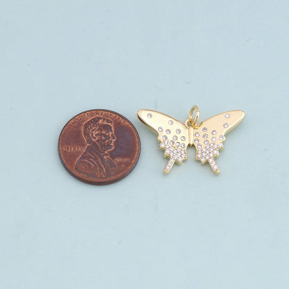 Gold Butterfly Charms,18K Gold Filled Butterfly Pendant,Butterfly Charm Bracelet Necklace for DIY Jewelry Making Supply