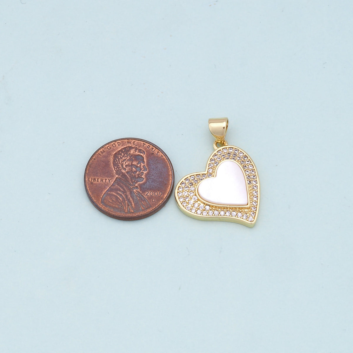 Gold Heart Charms,18K Gold Filled Heart Pendant,white shell Heart Charm Bracelet Necklace for DIY Jewelry Making Supply