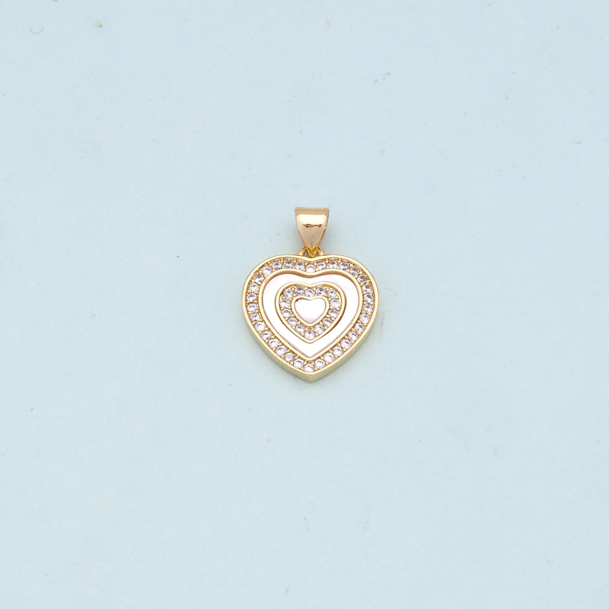 Gold Heart Charms,18K Gold Filled Heart Pendant,white shell Heart Charm Bracelet Necklace for DIY Jewelry Making Supply
