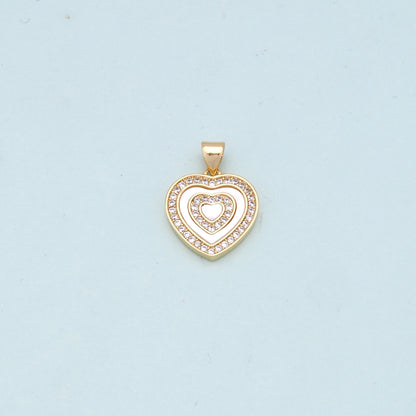 Gold Heart Charms,18K Gold Filled Heart Pendant,white shell Heart Charm Bracelet Necklace for DIY Jewelry Making Supply