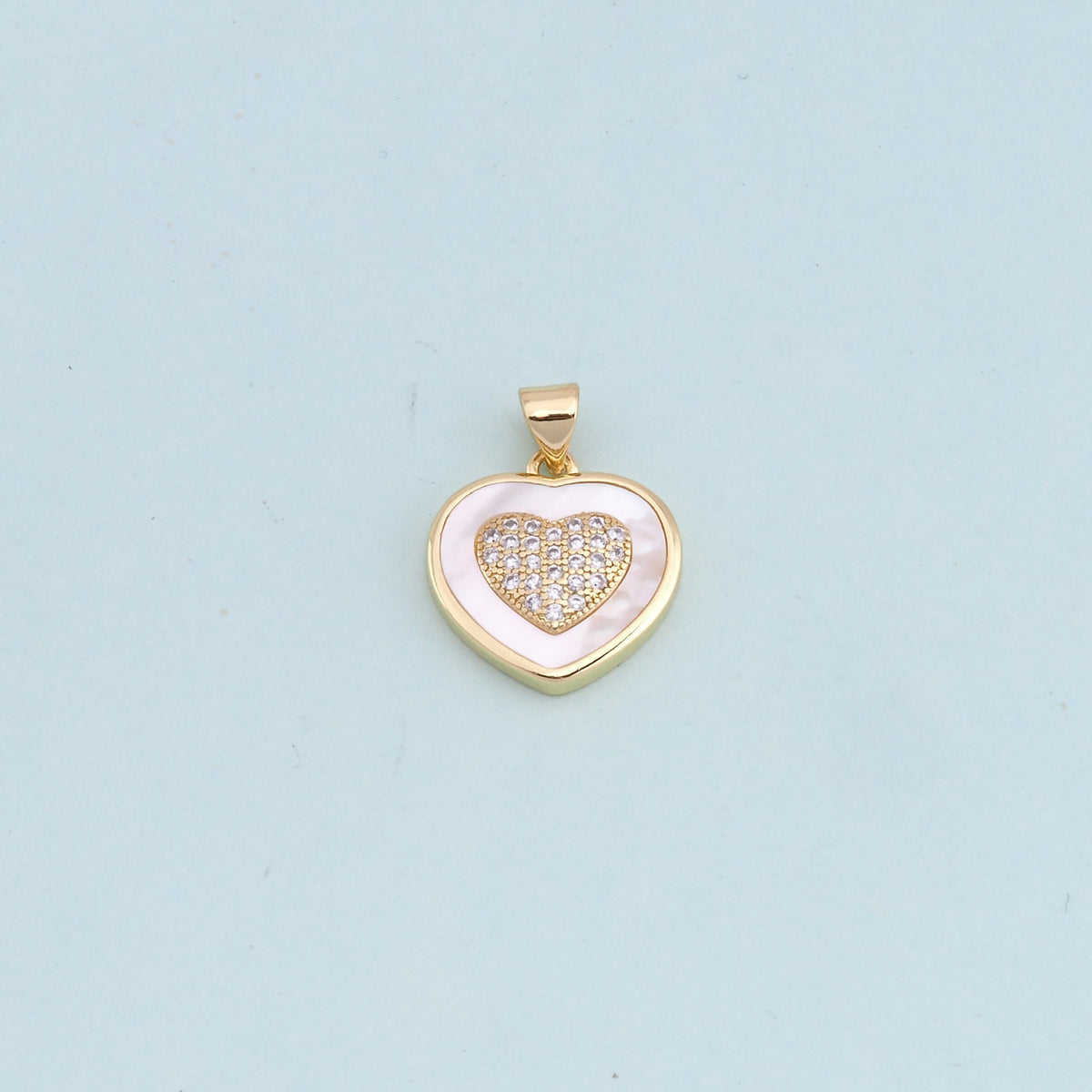 Gold Heart Charms,18K Gold Filled Heart Pendant,white shell Heart Charm Bracelet Necklace for DIY Jewelry Making Supply