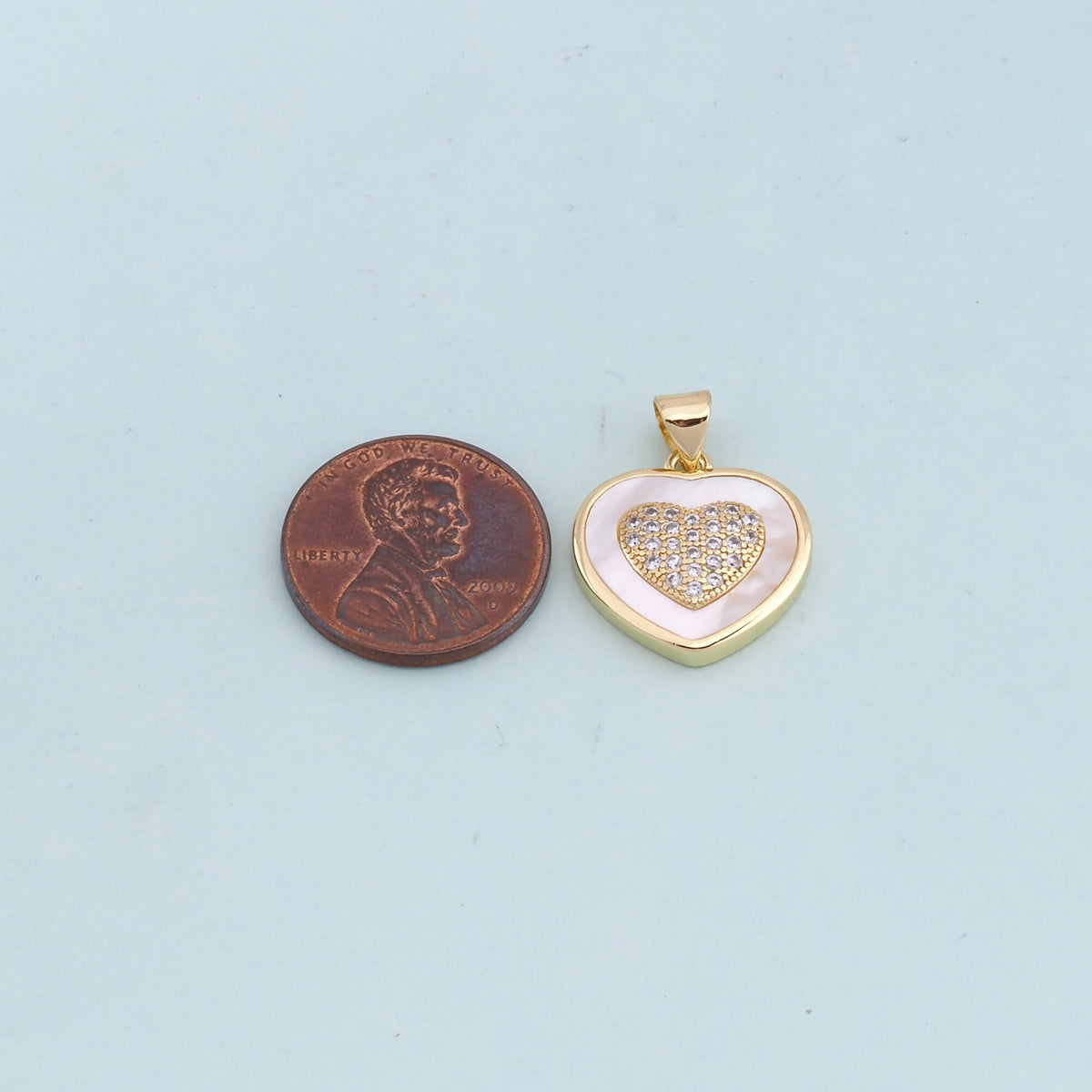 Gold Heart Charms,18K Gold Filled Heart Pendant,white shell Heart Charm Bracelet Necklace for DIY Jewelry Making Supply