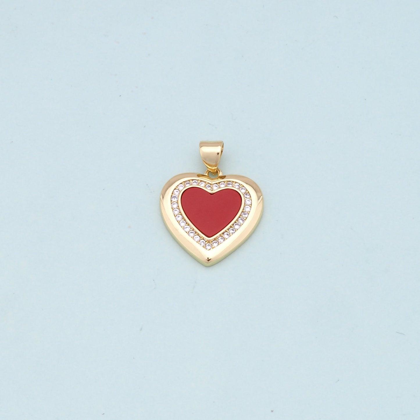 Gold Heart Charms,18K Gold Filled Heart Pendant,Red shell Heart Charm Bracelet Necklace for DIY Jewelry Making Supply