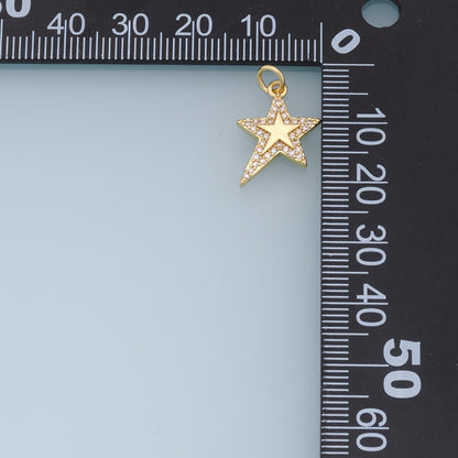 18K Gold Filled Star Pendant,CZ Micro Pave Star Charm Bracelet Necklace for DIY Jewelry Making Supply