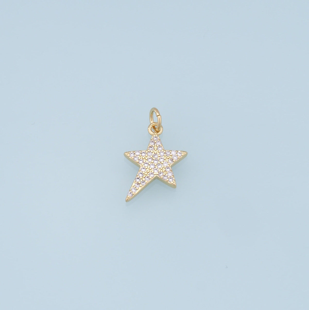 18K Gold Filled Cubic Zirconia Star Charm Pendant for Jewelry Making