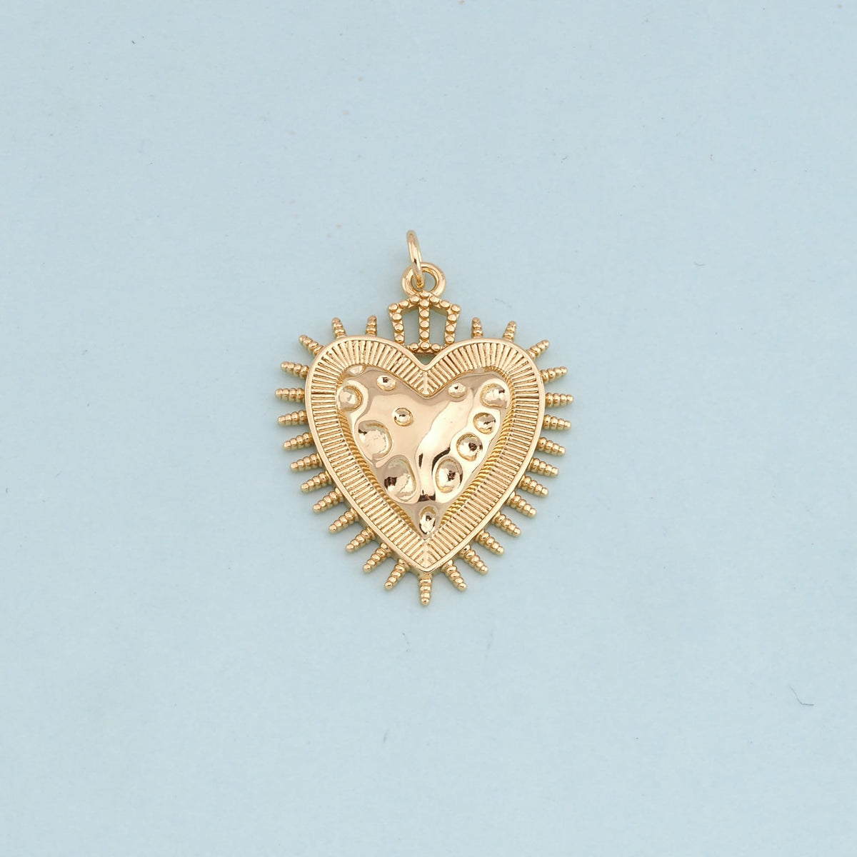 Gold sacred Heart Charms,18K Gold Filled flame sacred heart Pendant,Religious Charm Bracelet Necklace for DIY Jewelry Making 