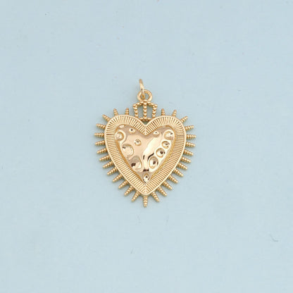 Gold sacred Heart Charms,18K Gold Filled flame sacred heart Pendant,Religious Charm Bracelet Necklace for DIY Jewelry Making 