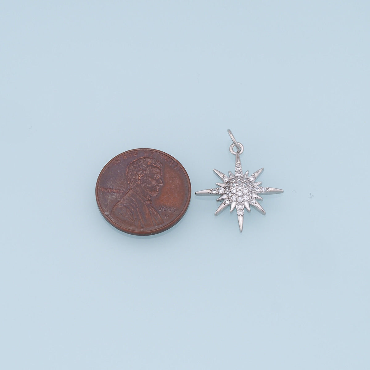 Gold Star Charms,18K Gold Filled Starburst Pendant,CZ North Star Charm Bracelet Necklace for DIY Jewelry Making Supply