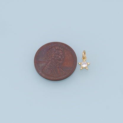 18K Gold Filled Star Pendant,CZ Star Charm Bracelet Necklace for DIY Jewelry Making Supply