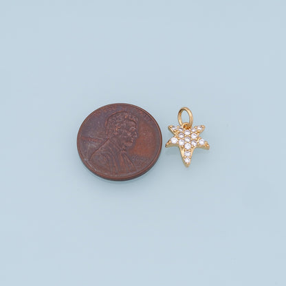 18K Gold Filled Star Pendant,CZ Star Charm Bracelet Necklace for DIY Jewelry Making Supply