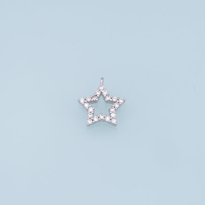 18K Gold Filled Star Pendant,CZ Star Charm Bracelet Necklace for DIY Jewelry Making Supply