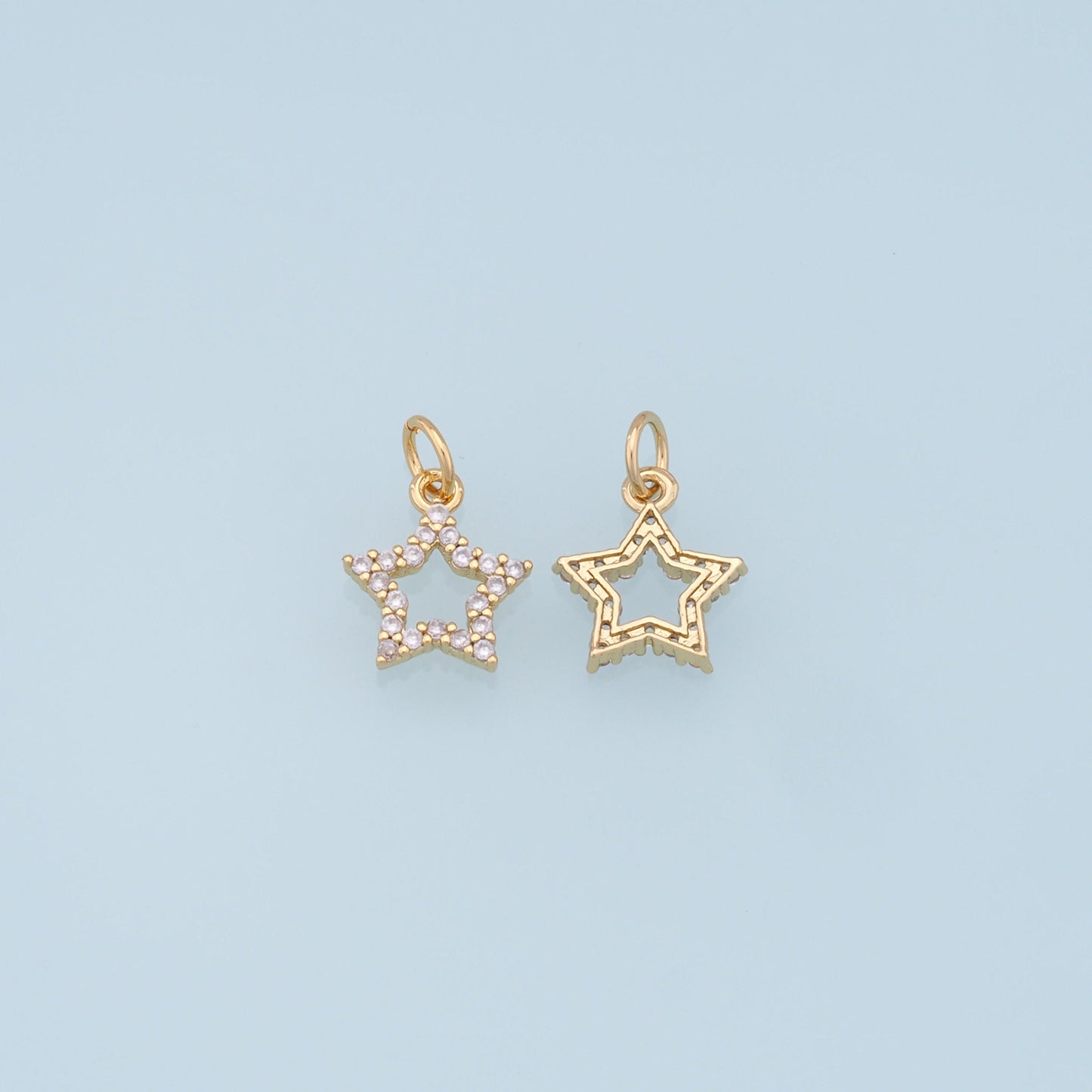 18K Gold Filled Star Pendant,CZ Star Charm Bracelet Necklace for DIY Jewelry Making Supply